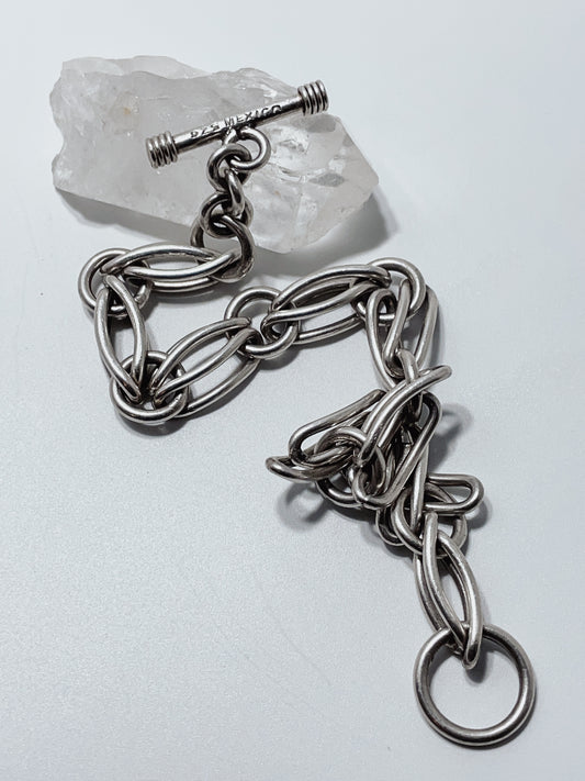 Mexican silver link bracelet. Handmade. Vintage.